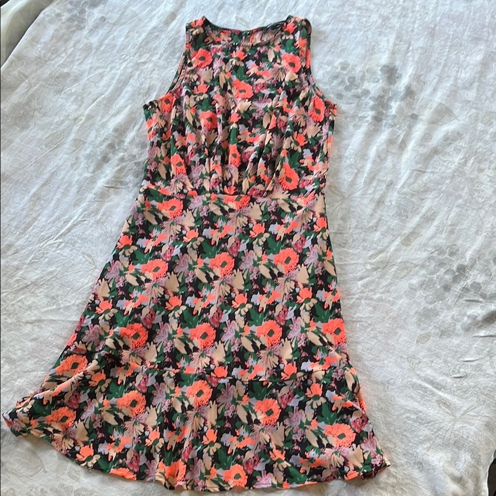 J Crew Mercantile Pink Neon Floral Sleeveless Mini Dress